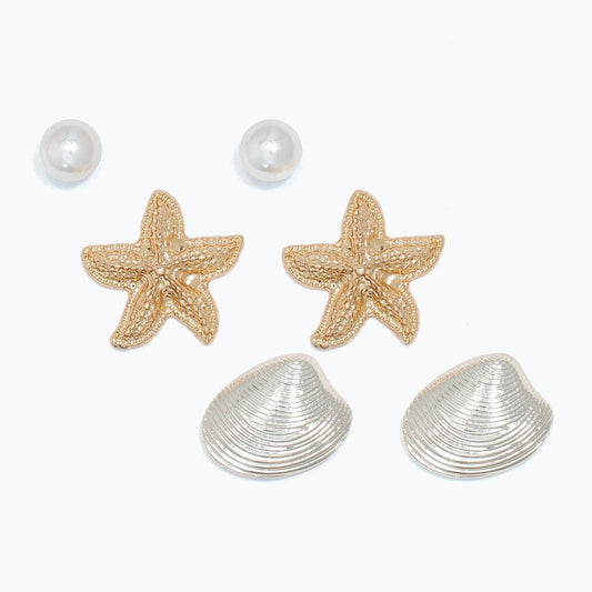 Two Tone Sea Life Trio - Earrings - Mellow Monkey