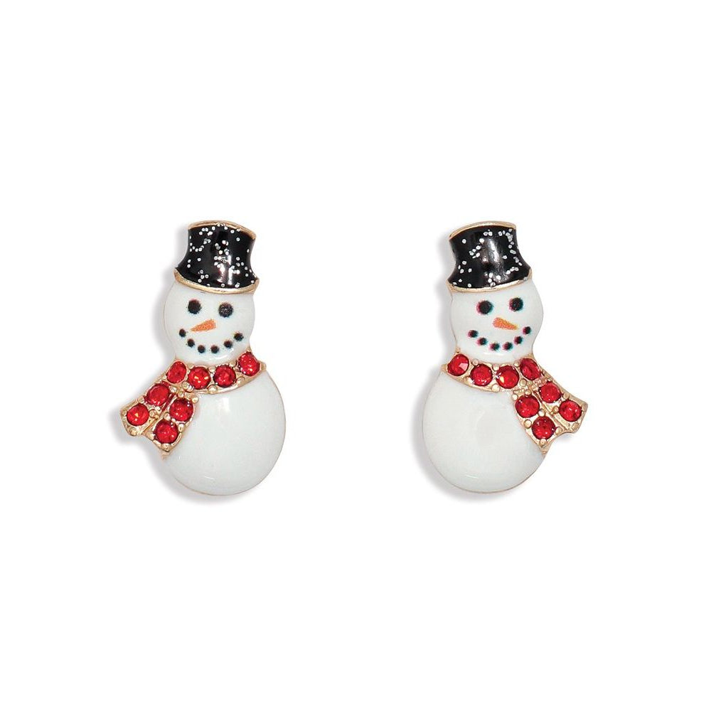 Earrings - Snowman w Red Crystals - Mellow Monkey
