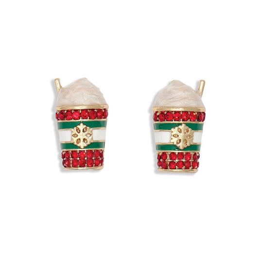 Earrings - Hot Drink with Red Crystal - Mellow Monkey