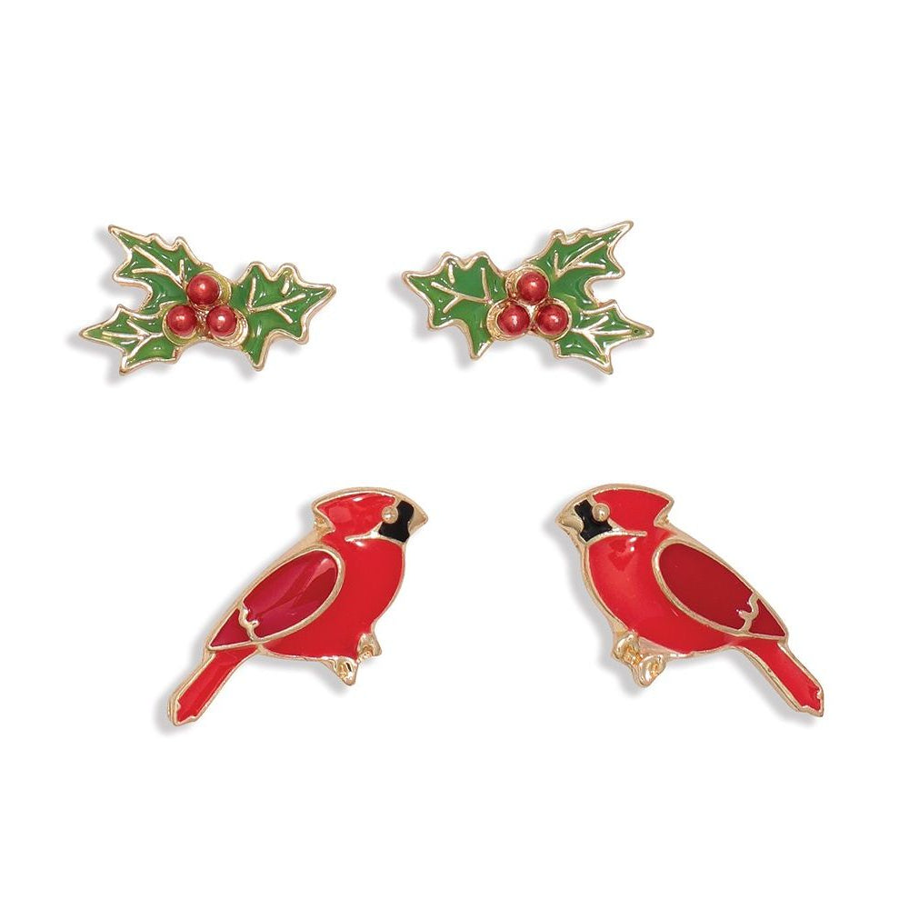 Earrings - DUO Cardinals + Holly - Mellow Monkey