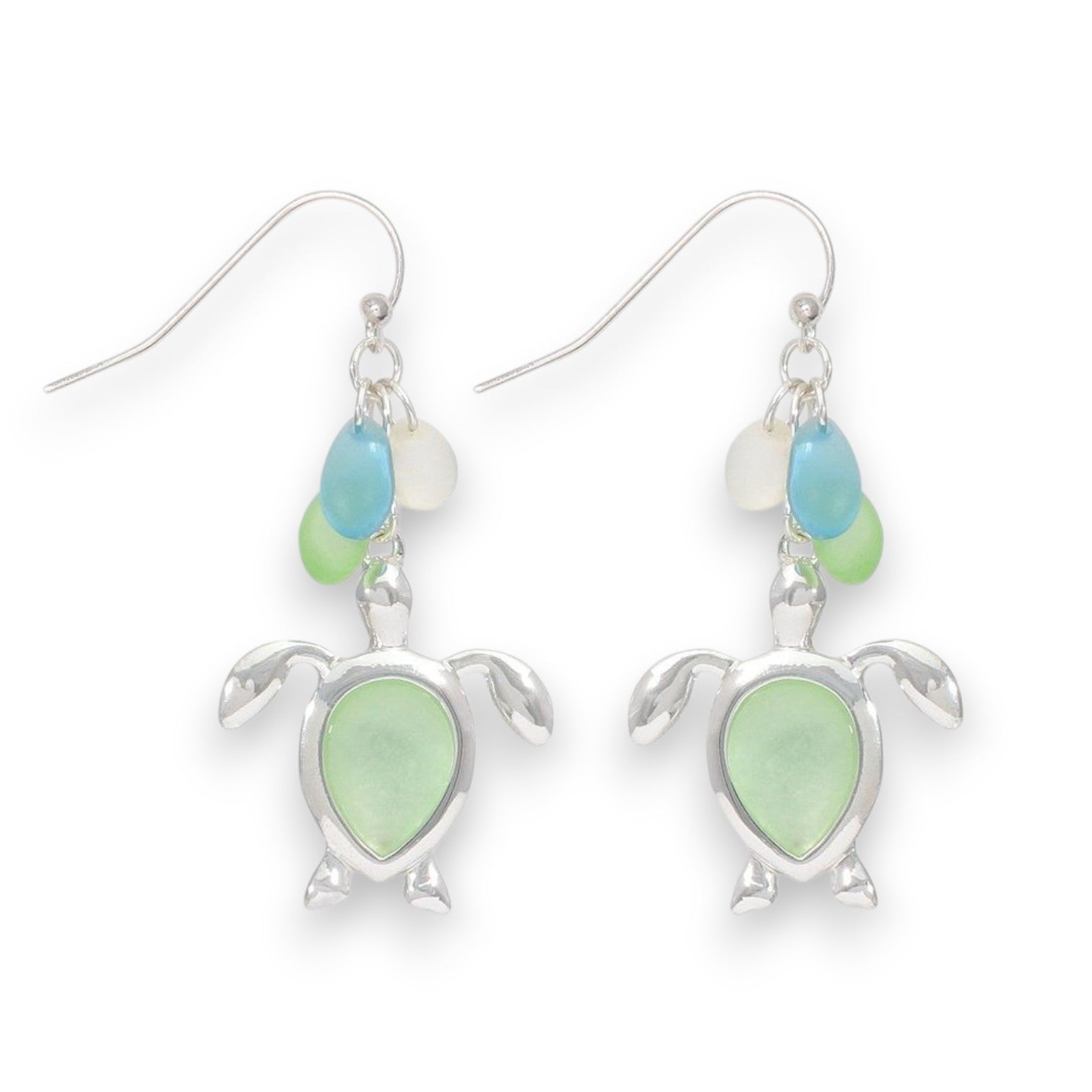 Silver Sea Glass Turtles - Earrings - Mellow Monkey
