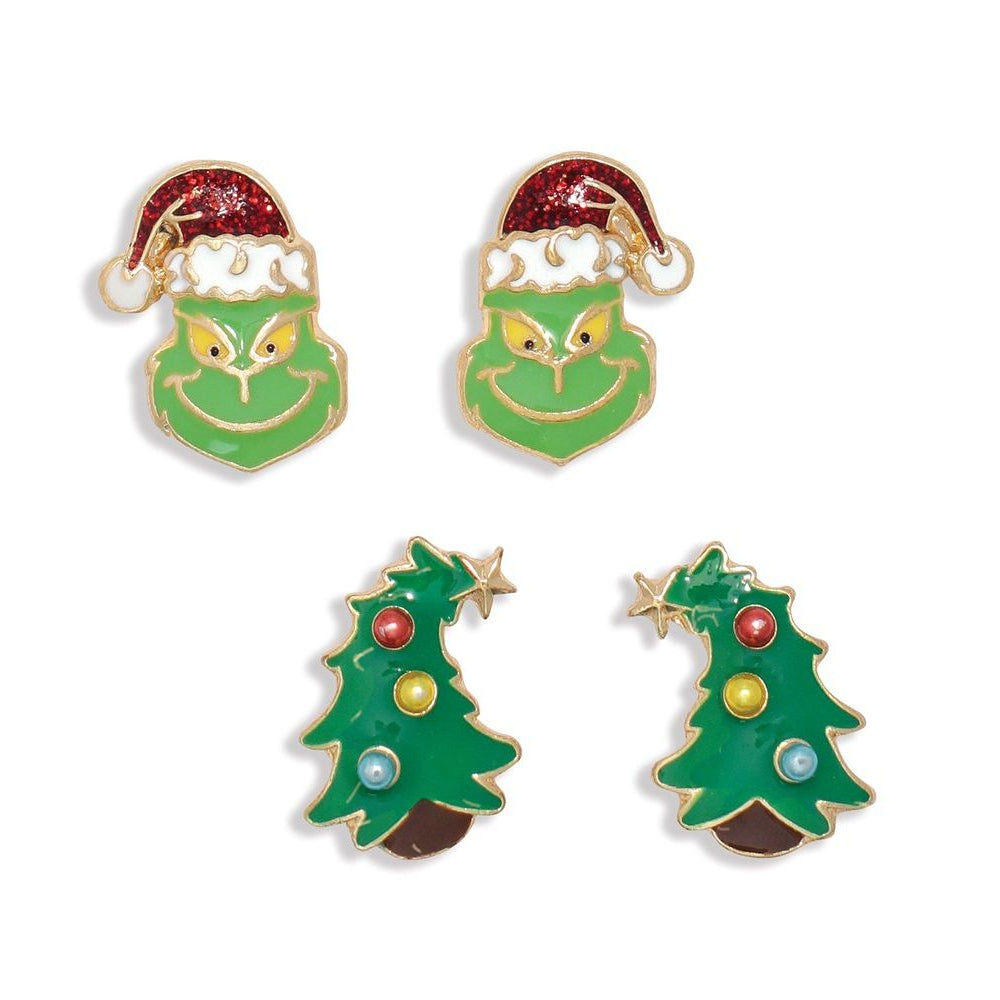 Earrings - Mean One + Christmas Tree - Mellow Monkey