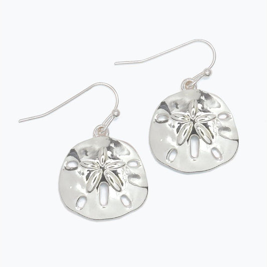 Polished Silver Sand Dollar - Earrings - Mellow Monkey