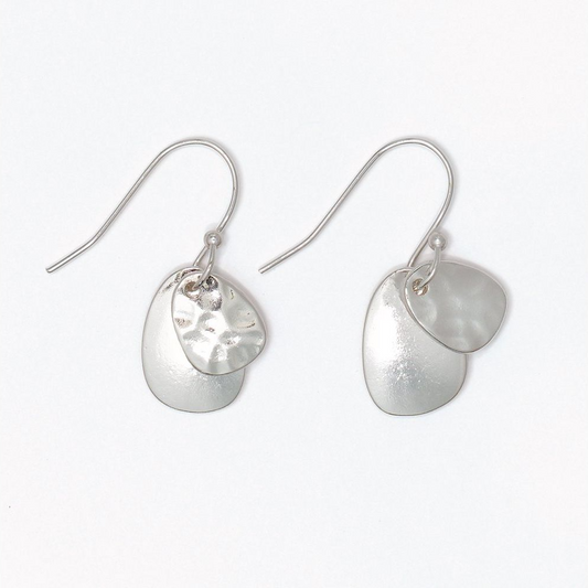 Hammered + Polished Silver Earrings