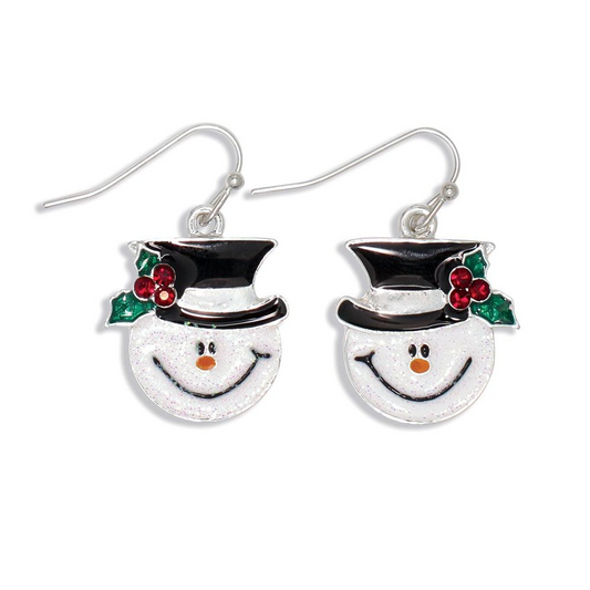 Silver Frosty Face with Crystal Earrings