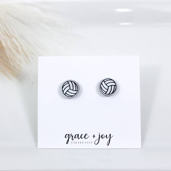 Volleyball Stud Acrylic Earrings - Mellow Monkey