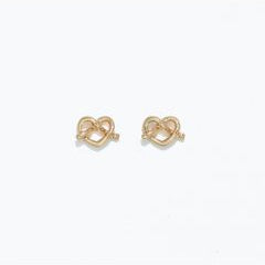 Gold Heart with Twist - Gold Stud Earrings - Mellow Monkey