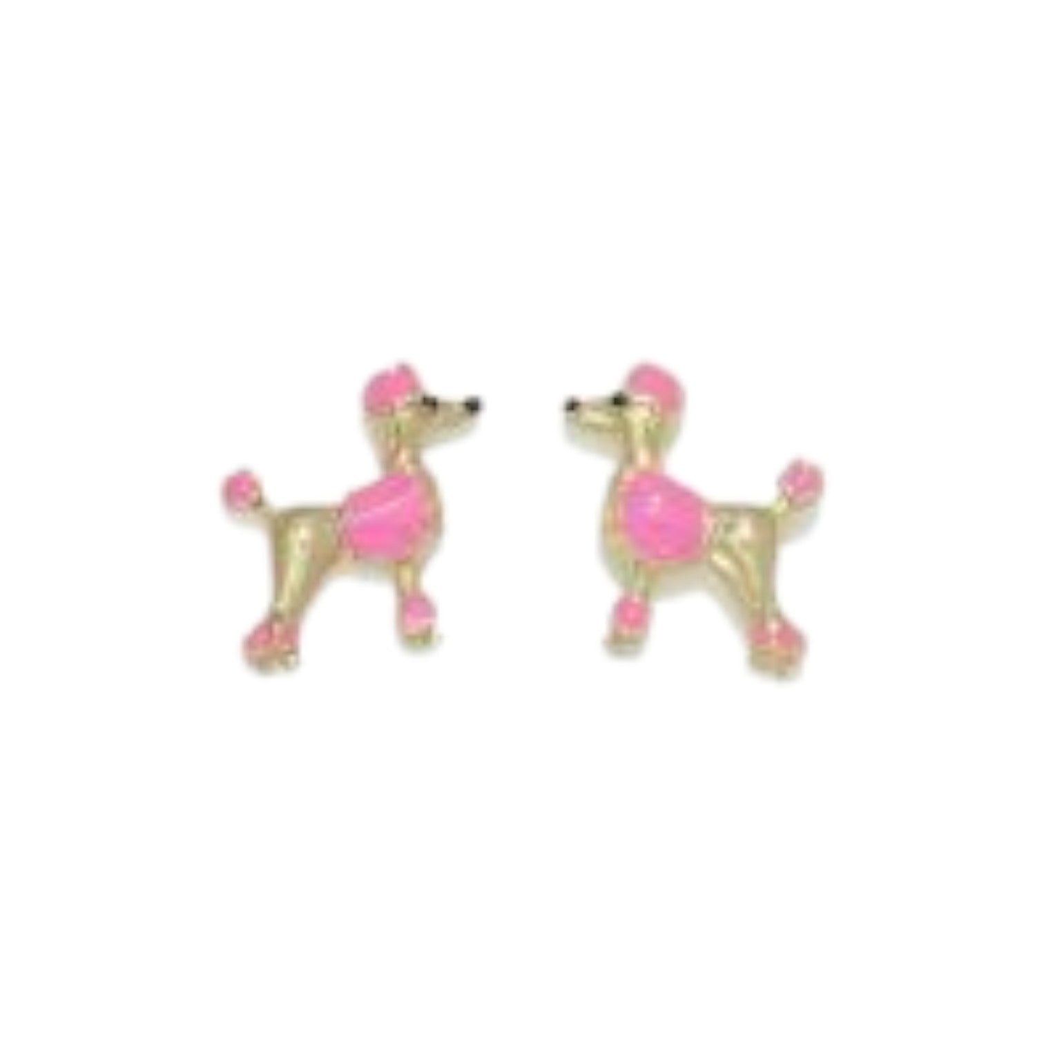 Pink and Gold Poodles - Gold Stud Earrings - Mellow Monkey