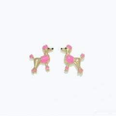 Pink and Gold Poodles - Gold Stud Earrings - Mellow Monkey