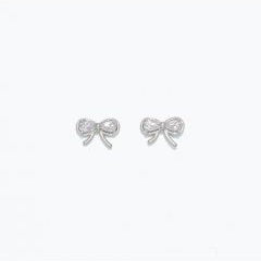 Silver Bows with Crystals - Silver Stud Earrings - Mellow Monkey
