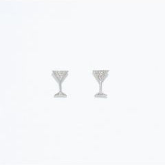 Silver Cocktail with Crystals - Silver Stud Earrings - Mellow Monkey