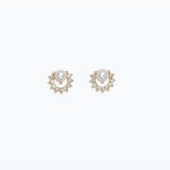 Pearls and Crystals in Gold - Gold Stud Earrings - Mellow Monkey