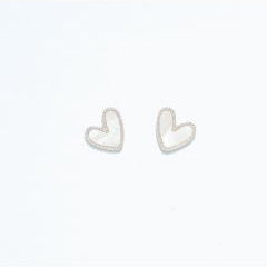 Pearlized Hearts in Silver - Silver Stud Earrings - Mellow Monkey
