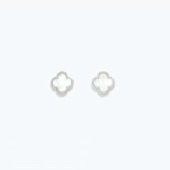 White Clovers in Silver - Silver Stud Earrings - Mellow Monkey