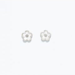 White Flower with Crystals - COLOR Stud Earrings - Mellow Monkey
