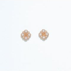 Gold Squares with Pearls - Gold Stud Earrings - Mellow Monkey