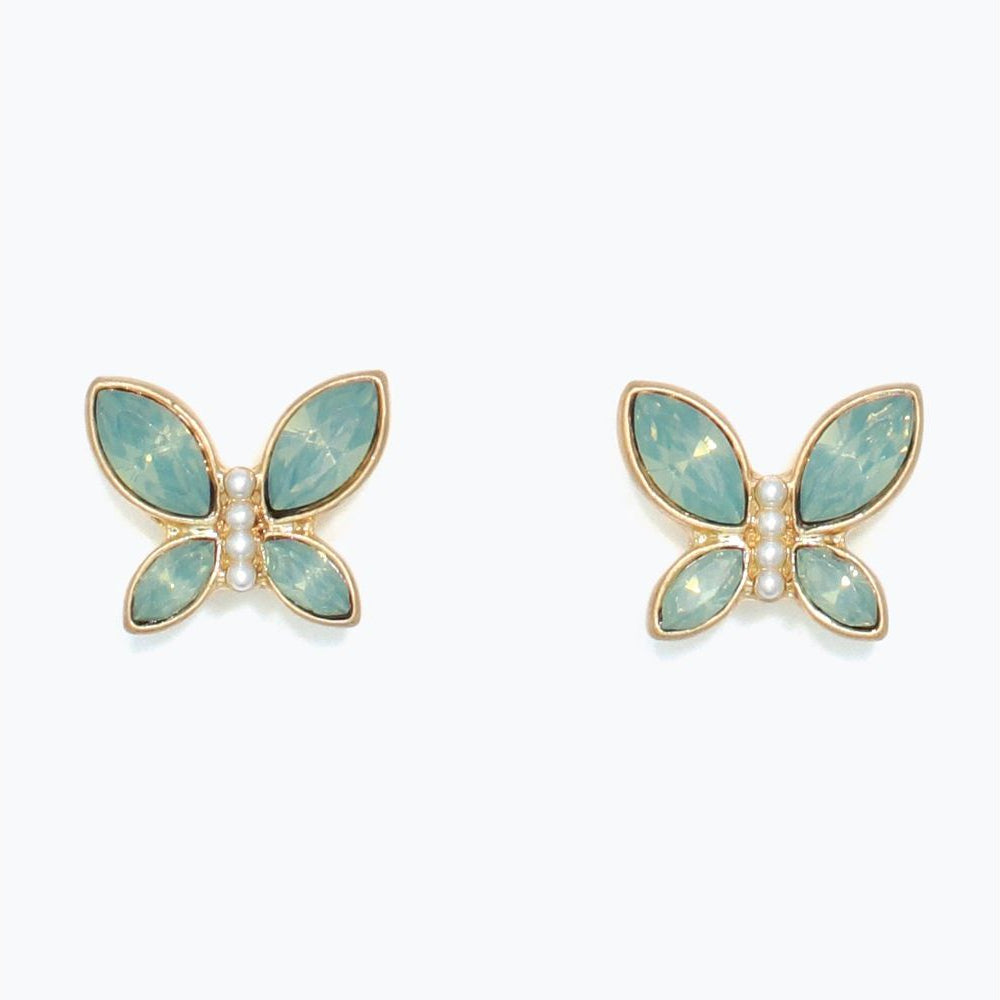 Mint Crystal Butterflies - Earrings - Mellow Monkey