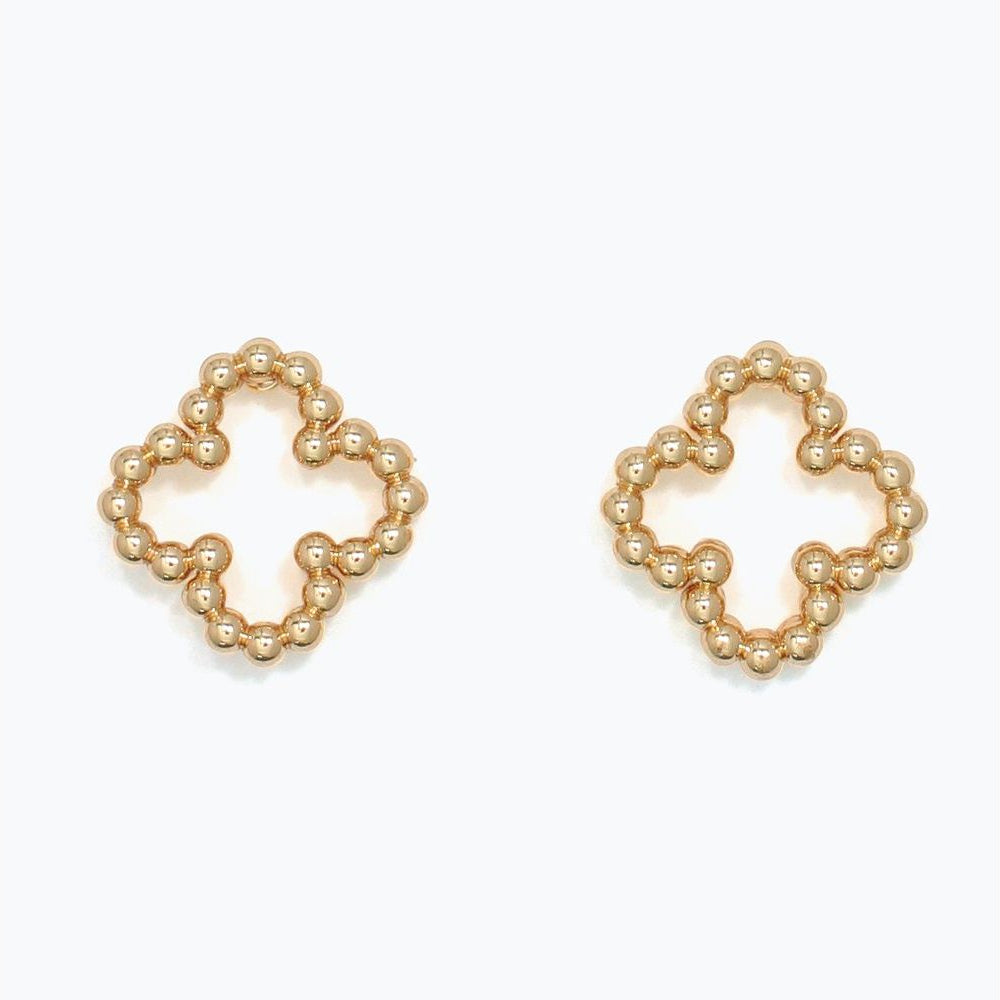 Earrings - Gold Beaded Clovers - Mellow Monkey