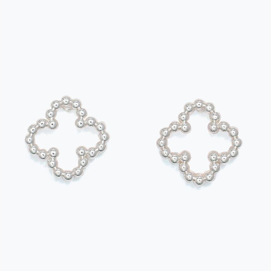 Earrings - Silver Beaded Clovers - Mellow Monkey