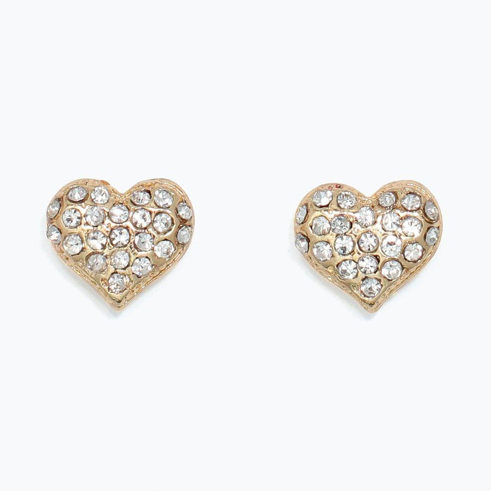 Gold Clear Crystal Hearts - Earrings - Mellow Monkey