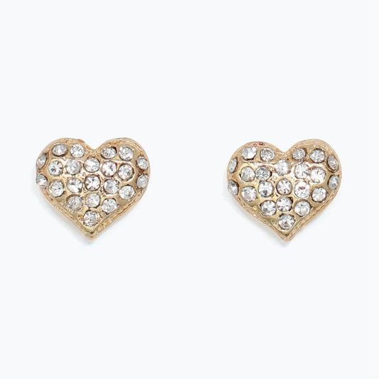 Gold Clear Crystal Hearts - Earrings - Mellow Monkey