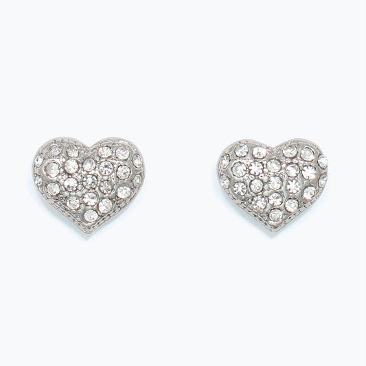 Earrings - Silver Clear Crystal Heart - Mellow Monkey