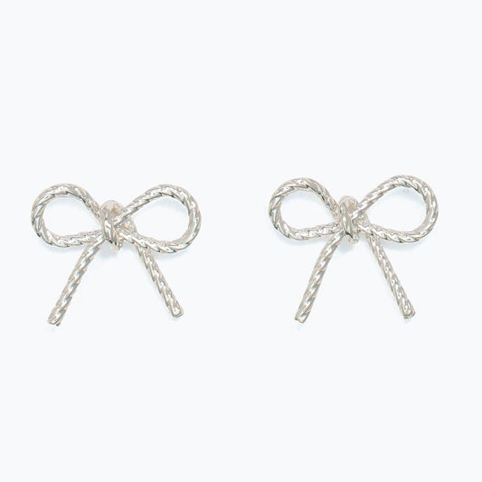 Earrings - Silver Rope Bows - Mellow Monkey