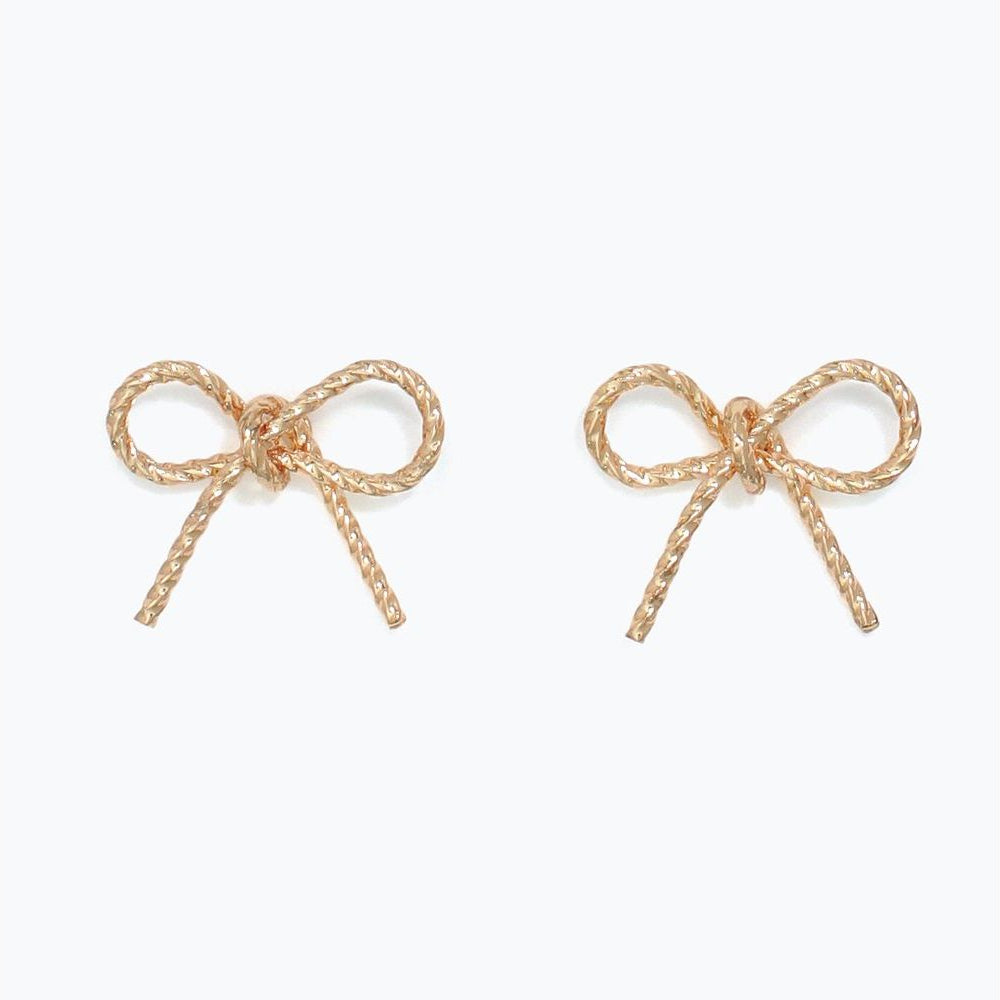 Earrings - Gold Rope Bows - Mellow Monkey