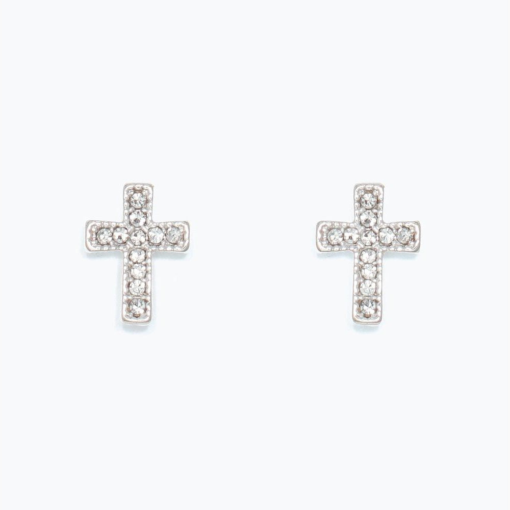 Silver Crystal Crosses - Earrings - Mellow Monkey