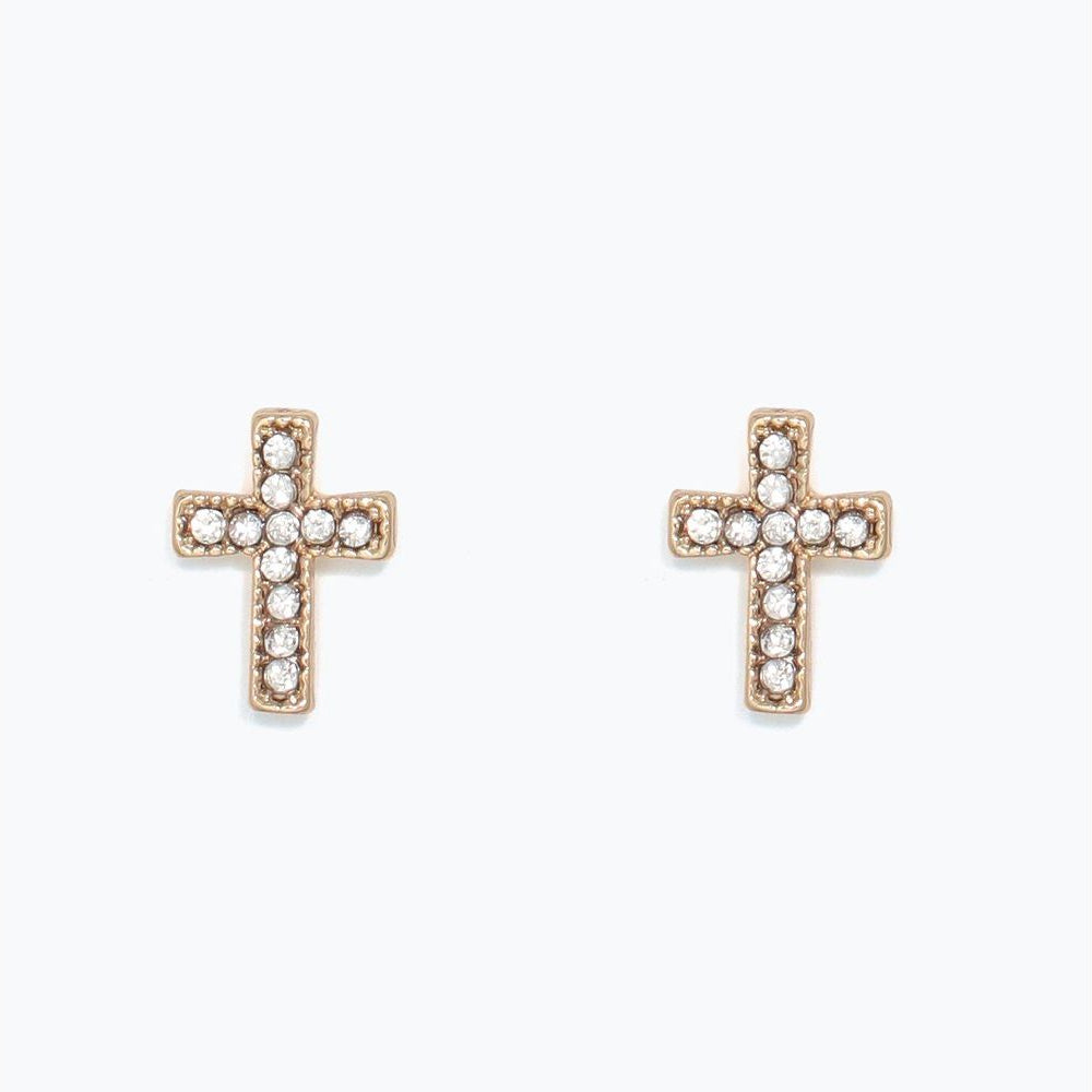 Gold Crystal Crosses - Earrings - Mellow Monkey