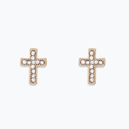 Gold Crystal Crosses - Earrings - Mellow Monkey