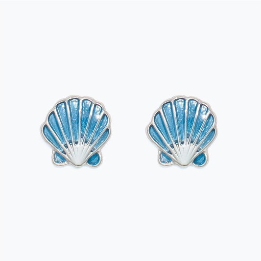 Earrings - Ocean Blue Enamel Shell - Mellow Monkey