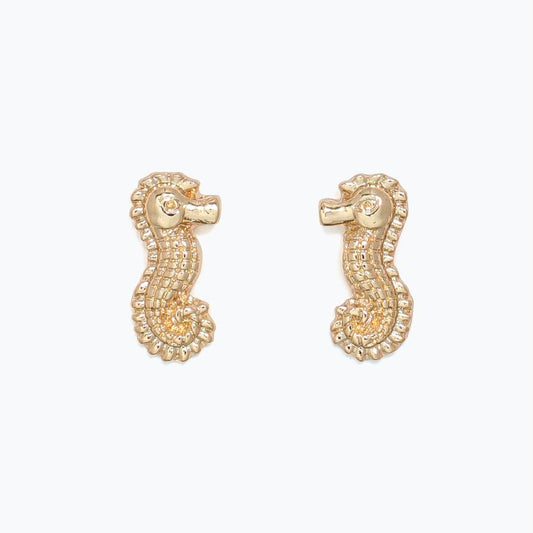 Earrings - Gold Detailed Seahorse - Mellow Monkey