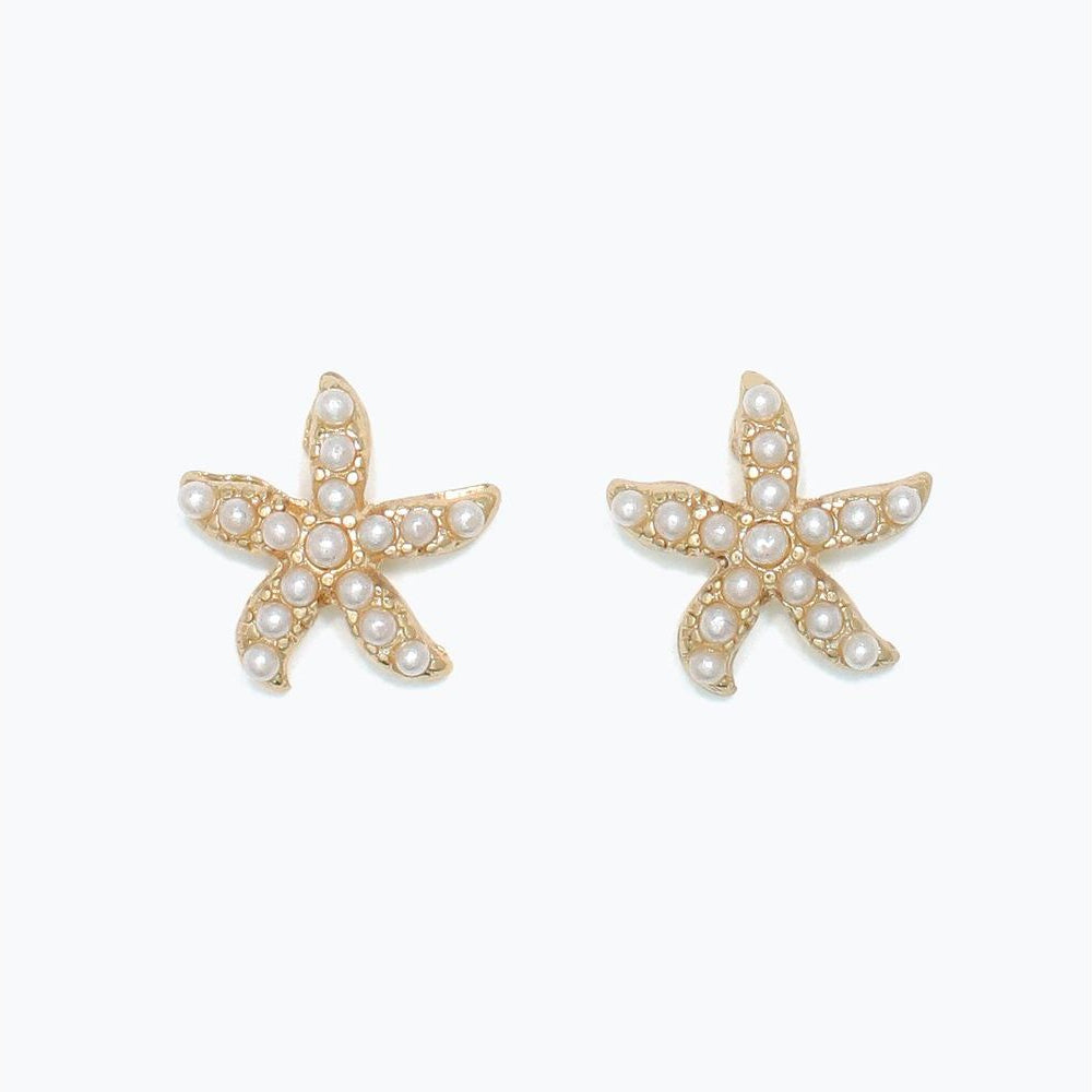 Earrings - Gold Starfish with Pearls - Mellow Monkey