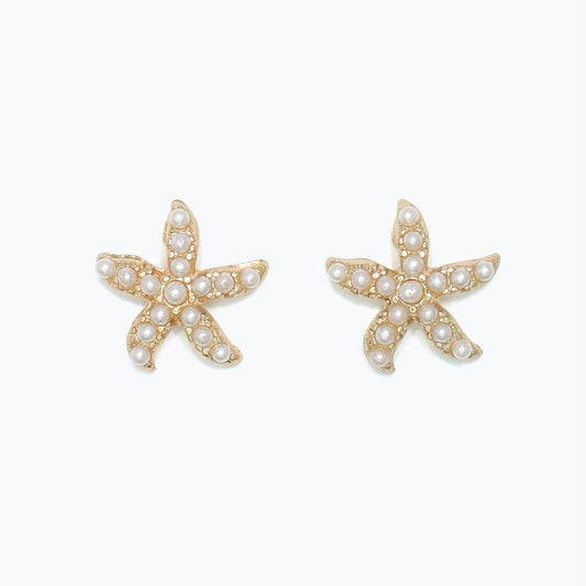 Earrings - Gold Starfish with Pearls - Mellow Monkey