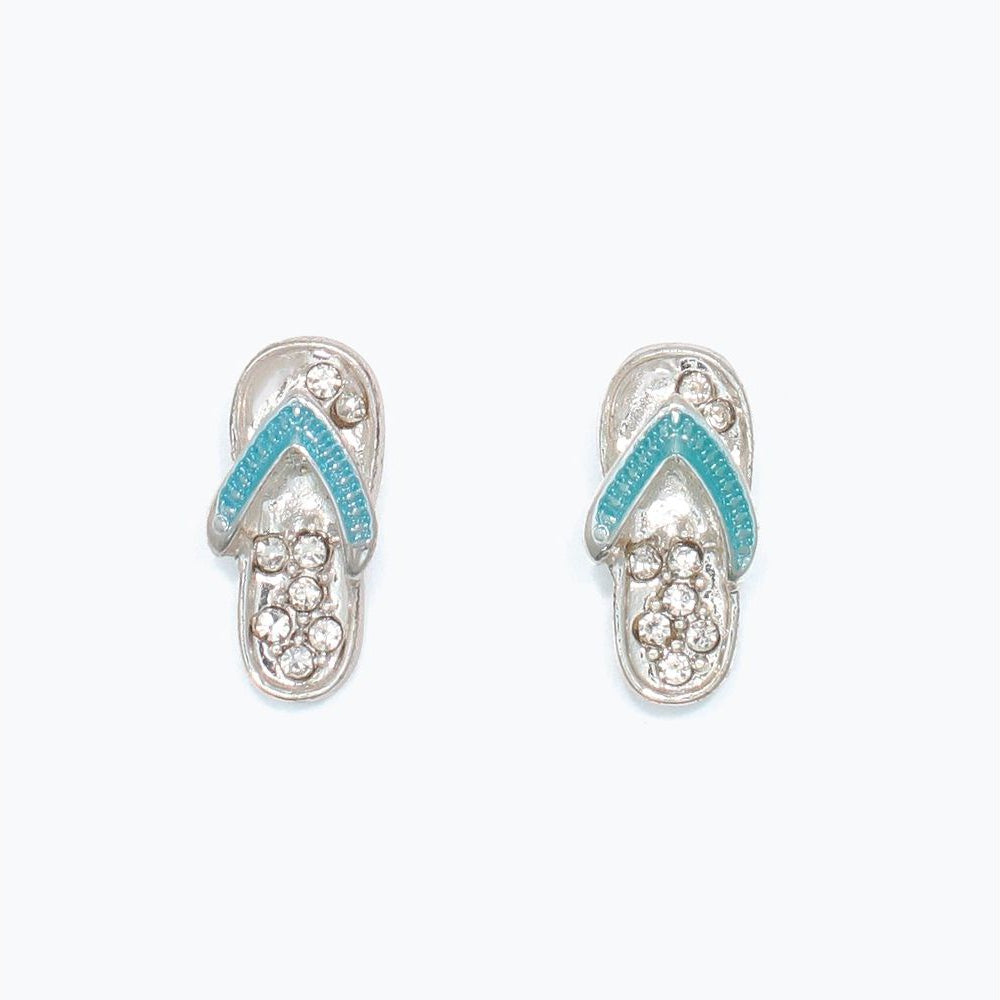 Earrings - Silver Flip Flops w Crysta - Mellow Monkey