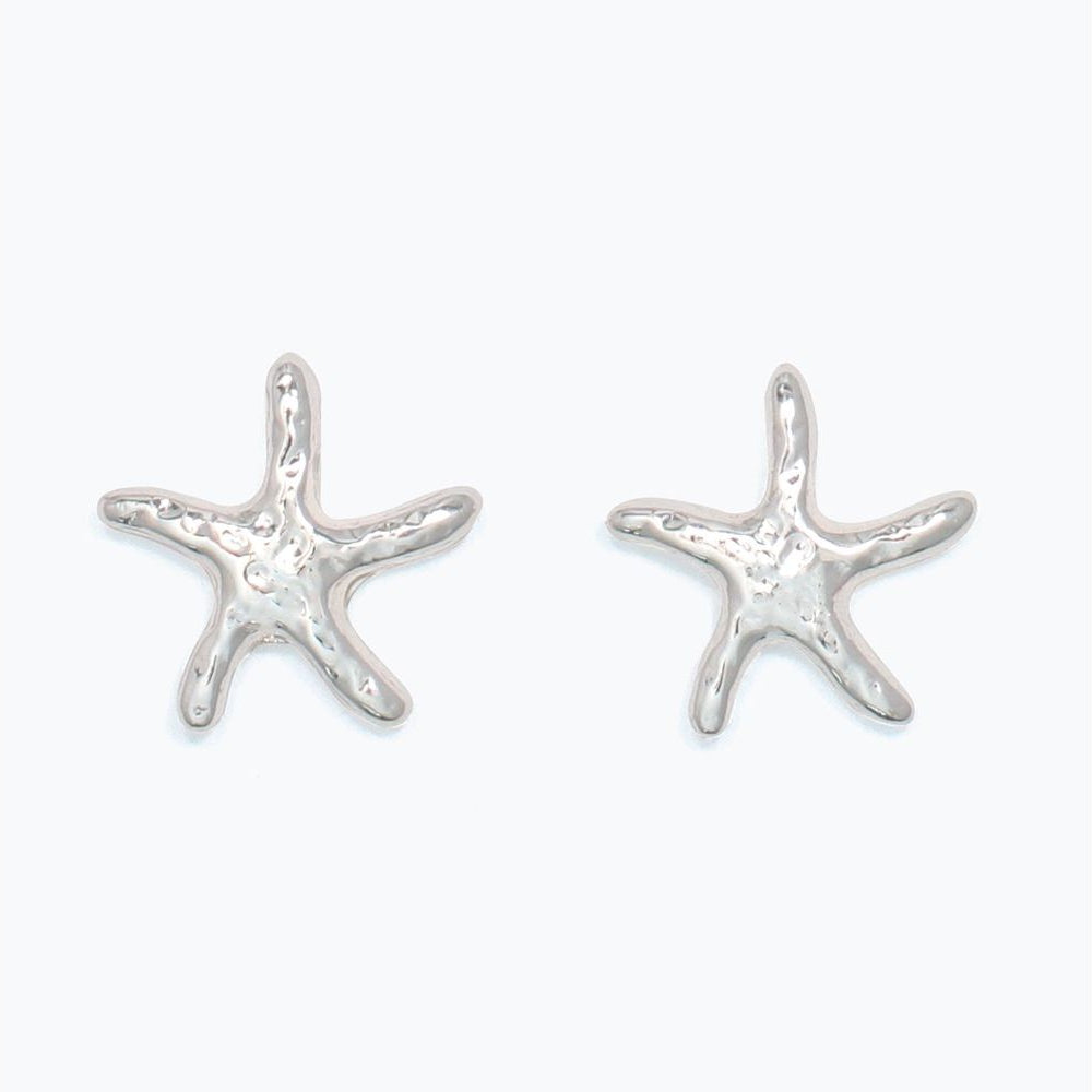 Earrings - Hammered Silver Starfish - Mellow Monkey