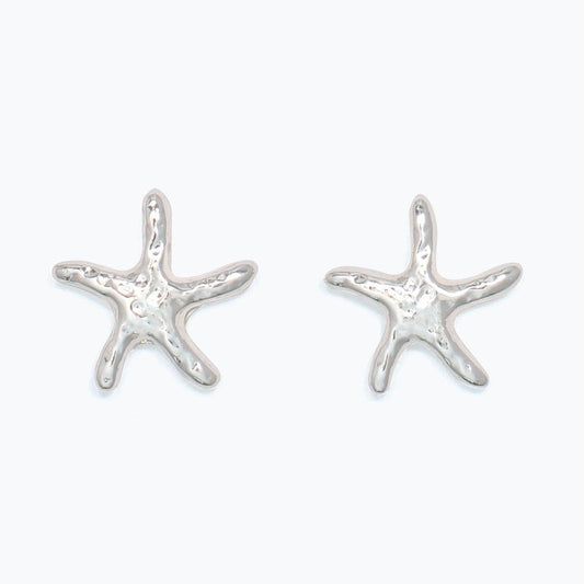Earrings - Hammered Silver Starfish - Mellow Monkey