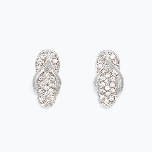 Silver Flip Flops with Crystals - Earrings - Mellow Monkey