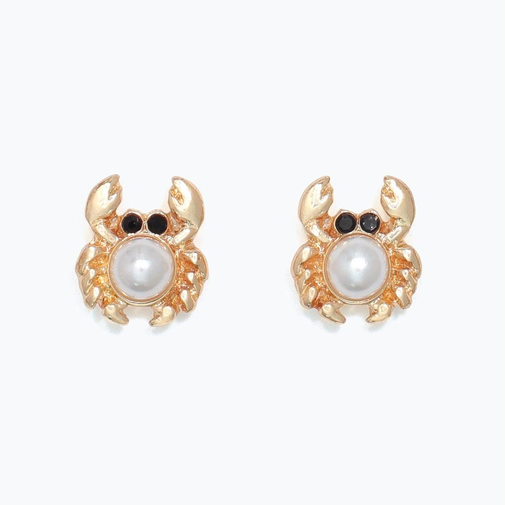 Earrings - Gold Crabs w Pearls - Mellow Monkey