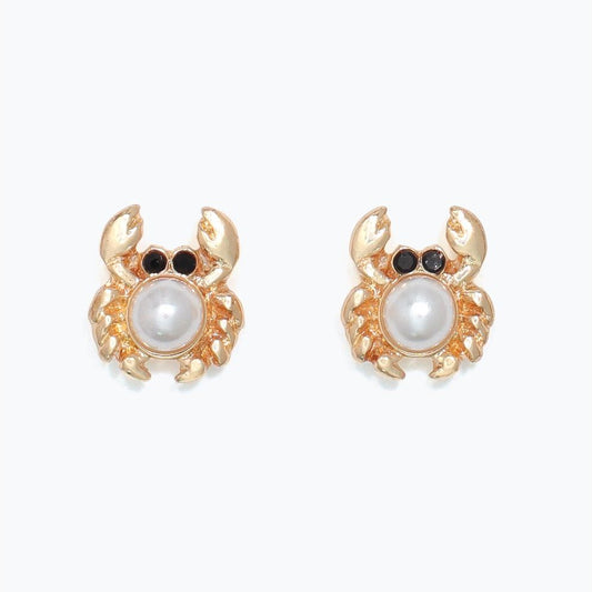 Earrings - Gold Crabs w Pearls - Mellow Monkey