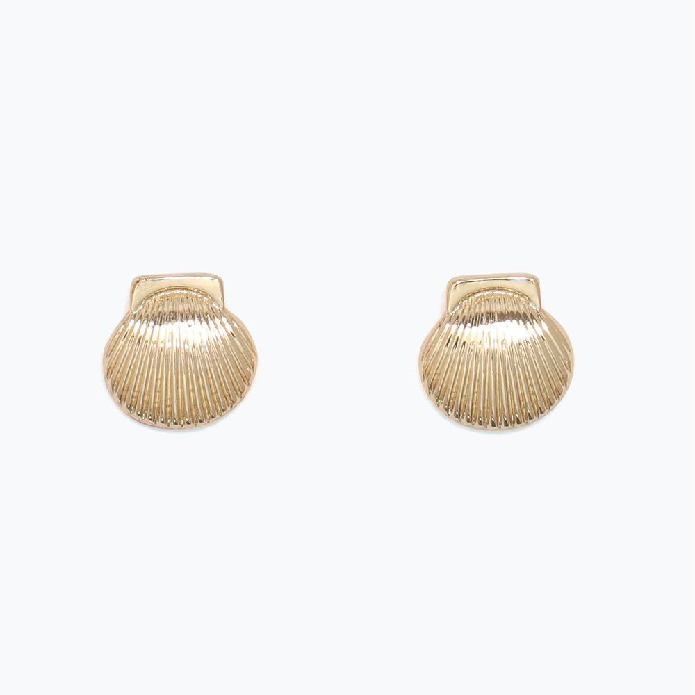 Earrings - Mini Gold Scallop Shells - Mellow Monkey