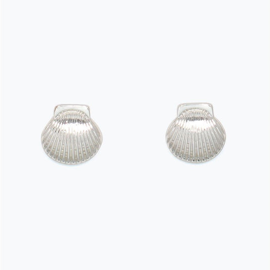 Earrings - Mini Silver Scallop Shells - Mellow Monkey
