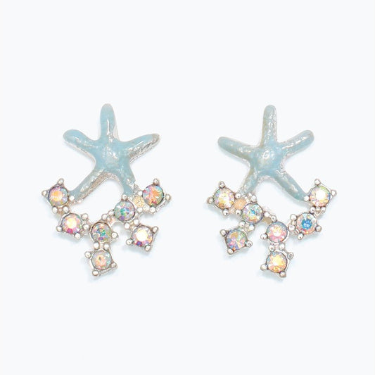 Earrings - Mint Starfish w AB Crystal - Mellow Monkey