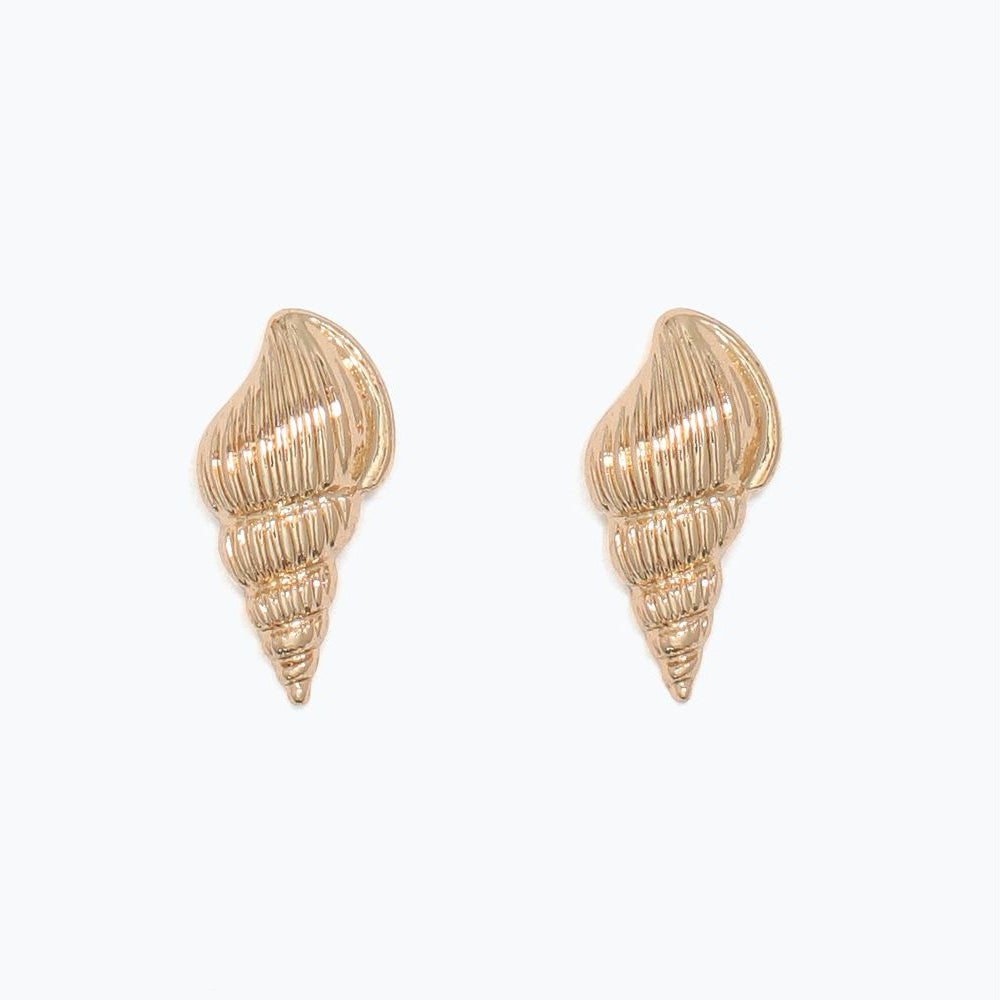 Earrings - Detailed Gold Conch - Mellow Monkey