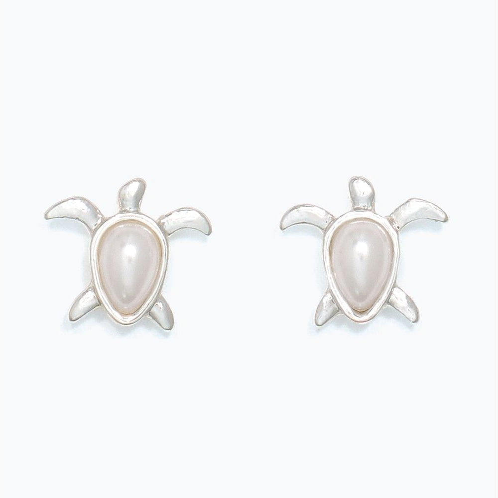 Earrings - Silver Turtles w Pearls - Mellow Monkey
