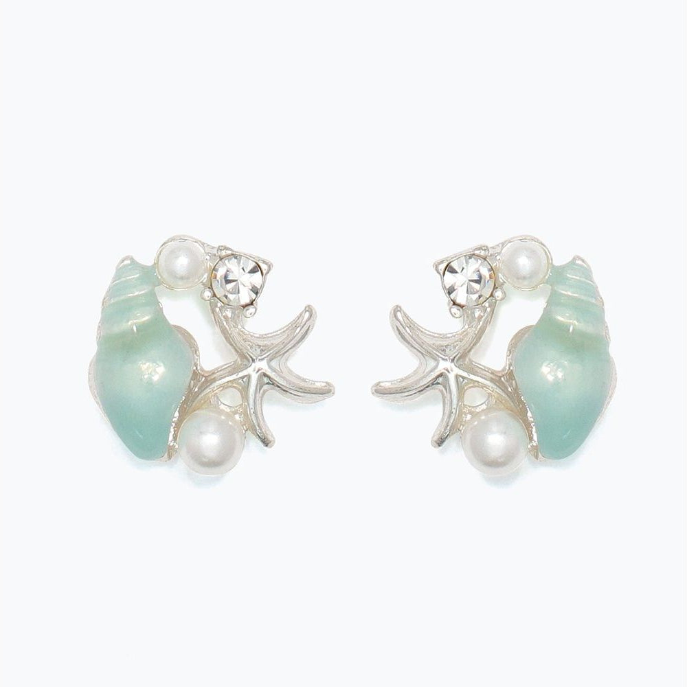 Earrings - Sea Life Cluster w Pearls - Mellow Monkey