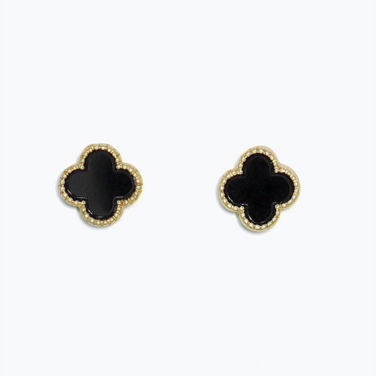 Black Clover in Gold Earrings - Cuties by Periwinkle - Mellow Monkey