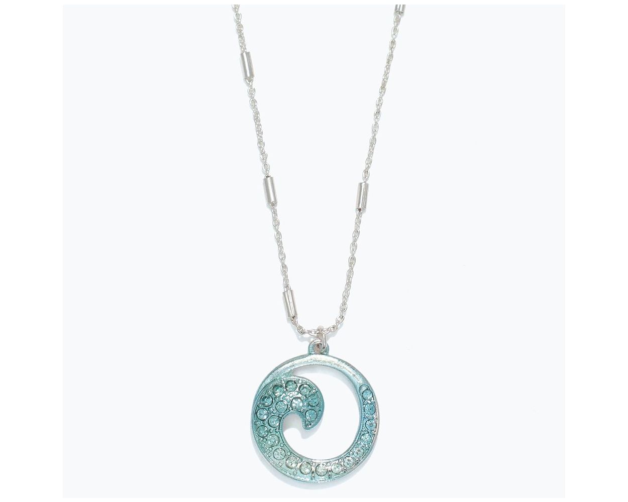 Fabulous Wave With Mint Crystals And Unique Silver Chain - Necklace - Mellow Monkey