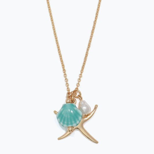 Gold Sea Life With Pearl - Necklace - Mellow Monkey